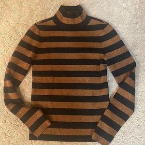 Alice and Olivia metallic dark gold and black striped stretchy sweater